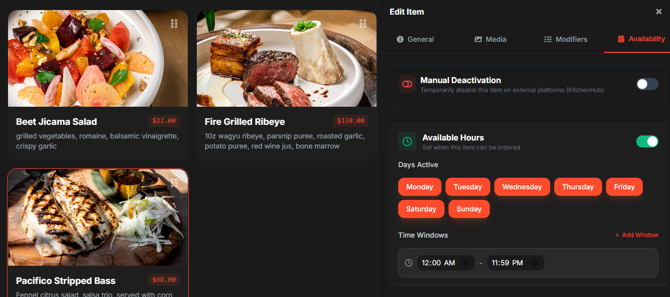 UI ability to set custom schedules and pause items and 86