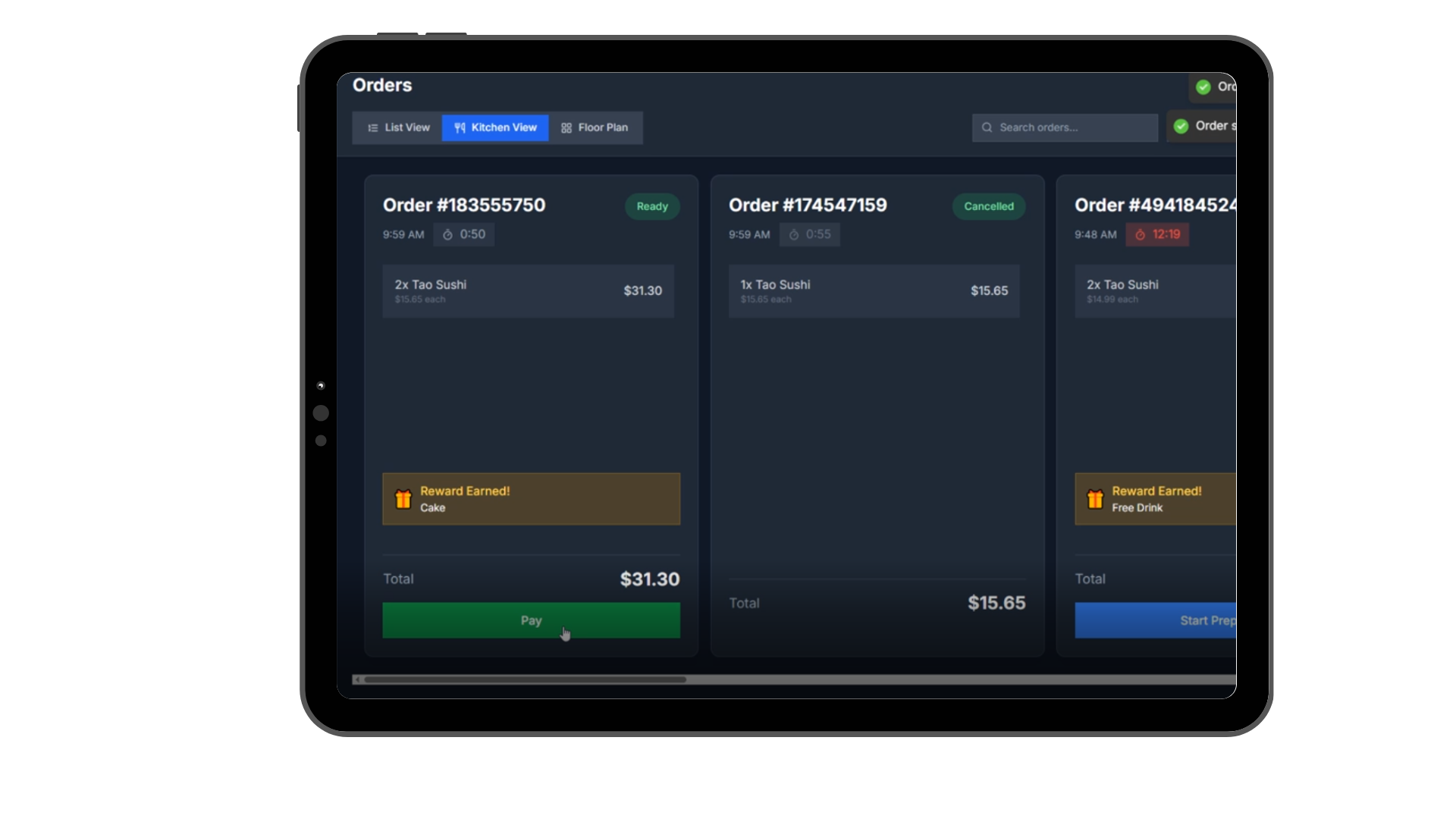 KDS iPad Interface