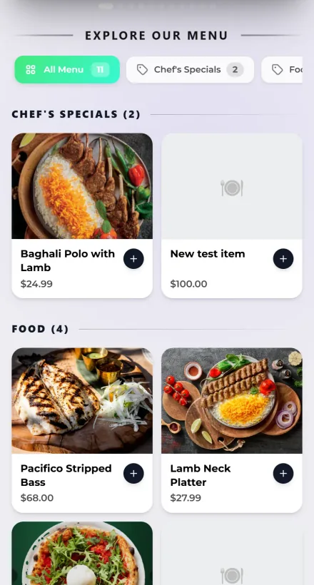 A guest browsing the Dashi menu on a phone